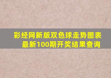 彩经网新版双色球走势图表最新100期开奖结果查询