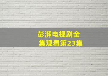 彭湃电视剧全集观看第23集