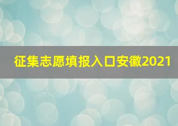 征集志愿填报入口安徽2021