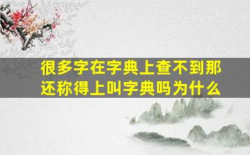 很多字在字典上查不到那还称得上叫字典吗为什么