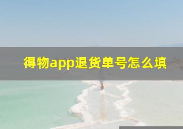 得物app退货单号怎么填