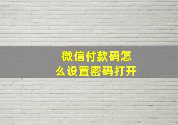 微信付款码怎么设置密码打开