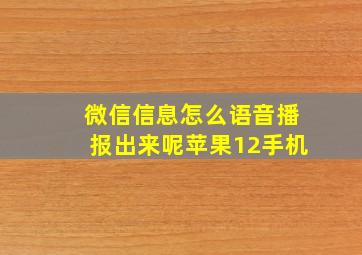 微信信息怎么语音播报出来呢苹果12手机