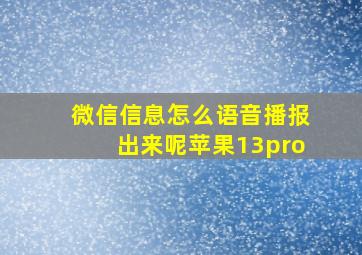 微信信息怎么语音播报出来呢苹果13pro