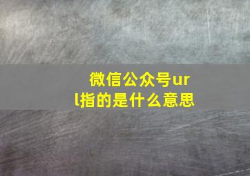 微信公众号url指的是什么意思