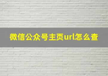 微信公众号主页url怎么查