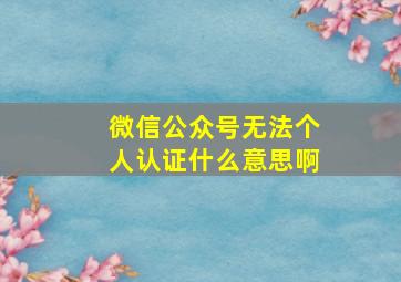 微信公众号无法个人认证什么意思啊