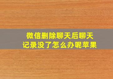 微信删除聊天后聊天记录没了怎么办呢苹果