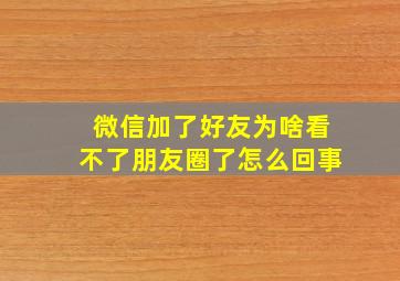 微信加了好友为啥看不了朋友圈了怎么回事