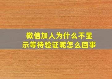 微信加人为什么不显示等待验证呢怎么回事