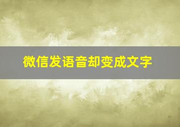 微信发语音却变成文字