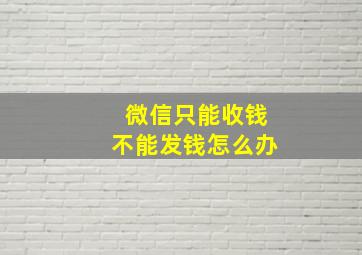 微信只能收钱不能发钱怎么办