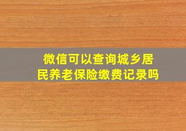 微信可以查询城乡居民养老保险缴费记录吗