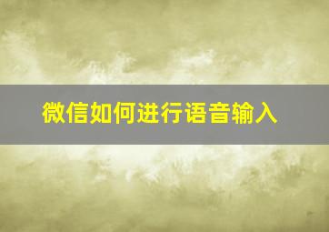 微信如何进行语音输入