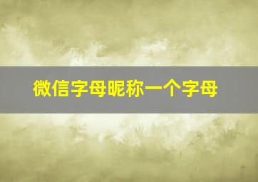 微信字母昵称一个字母