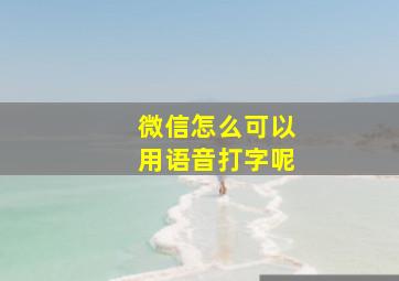 微信怎么可以用语音打字呢