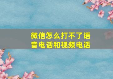 微信怎么打不了语音电话和视频电话