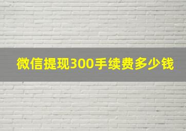 微信提现300手续费多少钱