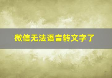 微信无法语音转文字了