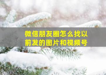 微信朋友圈怎么找以前发的图片和视频号