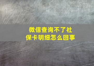 微信查询不了社保卡明细怎么回事