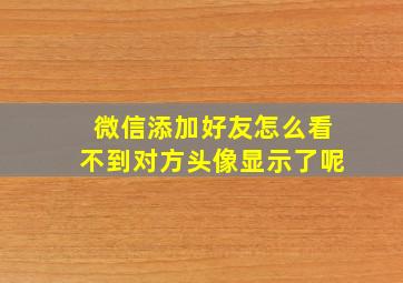 微信添加好友怎么看不到对方头像显示了呢