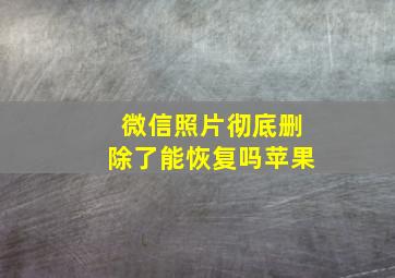 微信照片彻底删除了能恢复吗苹果