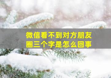 微信看不到对方朋友圈三个字是怎么回事