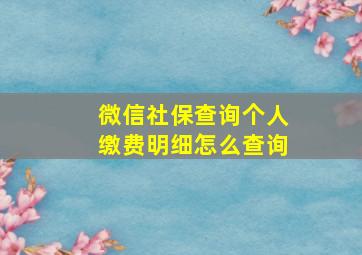 微信社保查询个人缴费明细怎么查询