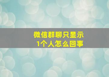 微信群聊只显示1个人怎么回事