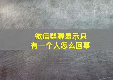 微信群聊显示只有一个人怎么回事