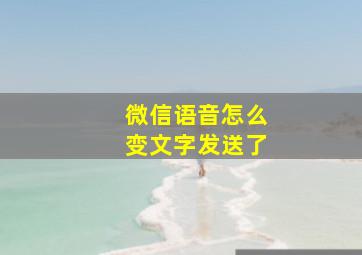 微信语音怎么变文字发送了