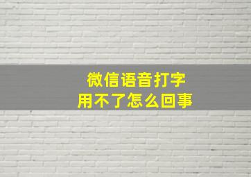 微信语音打字用不了怎么回事