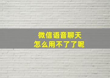 微信语音聊天怎么用不了了呢