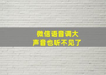 微信语音调大声音也听不见了