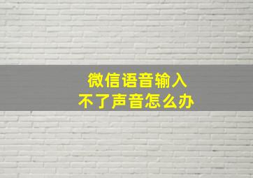 微信语音输入不了声音怎么办