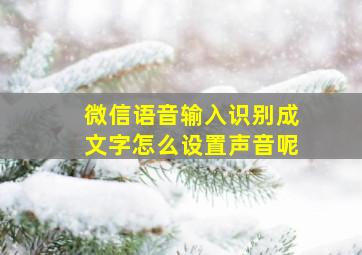 微信语音输入识别成文字怎么设置声音呢