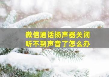 微信通话扬声器关闭听不到声音了怎么办