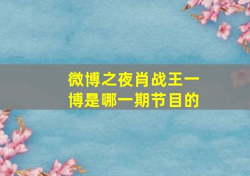 微博之夜肖战王一博是哪一期节目的