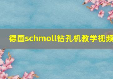 德国schmoll钻孔机教学视频