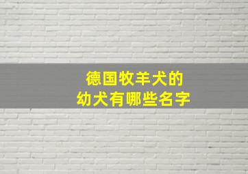 德国牧羊犬的幼犬有哪些名字