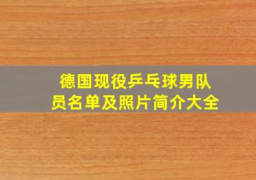 德国现役乒乓球男队员名单及照片简介大全