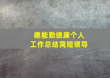 德能勤绩廉个人工作总结简短领导