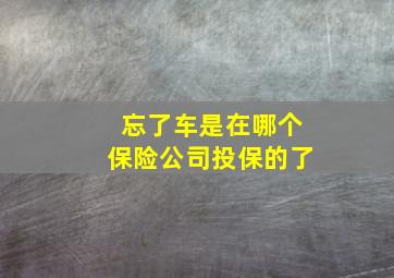 忘了车是在哪个保险公司投保的了