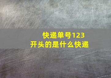 快递单号123开头的是什么快递