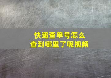 快递查单号怎么查到哪里了呢视频