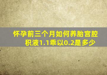 怀孕前三个月如何养胎宫腔积液1.1乖以0.2是多少