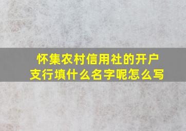 怀集农村信用社的开户支行填什么名字呢怎么写