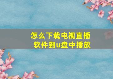 怎么下载电视直播软件到u盘中播放