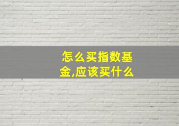 怎么买指数基金,应该买什么